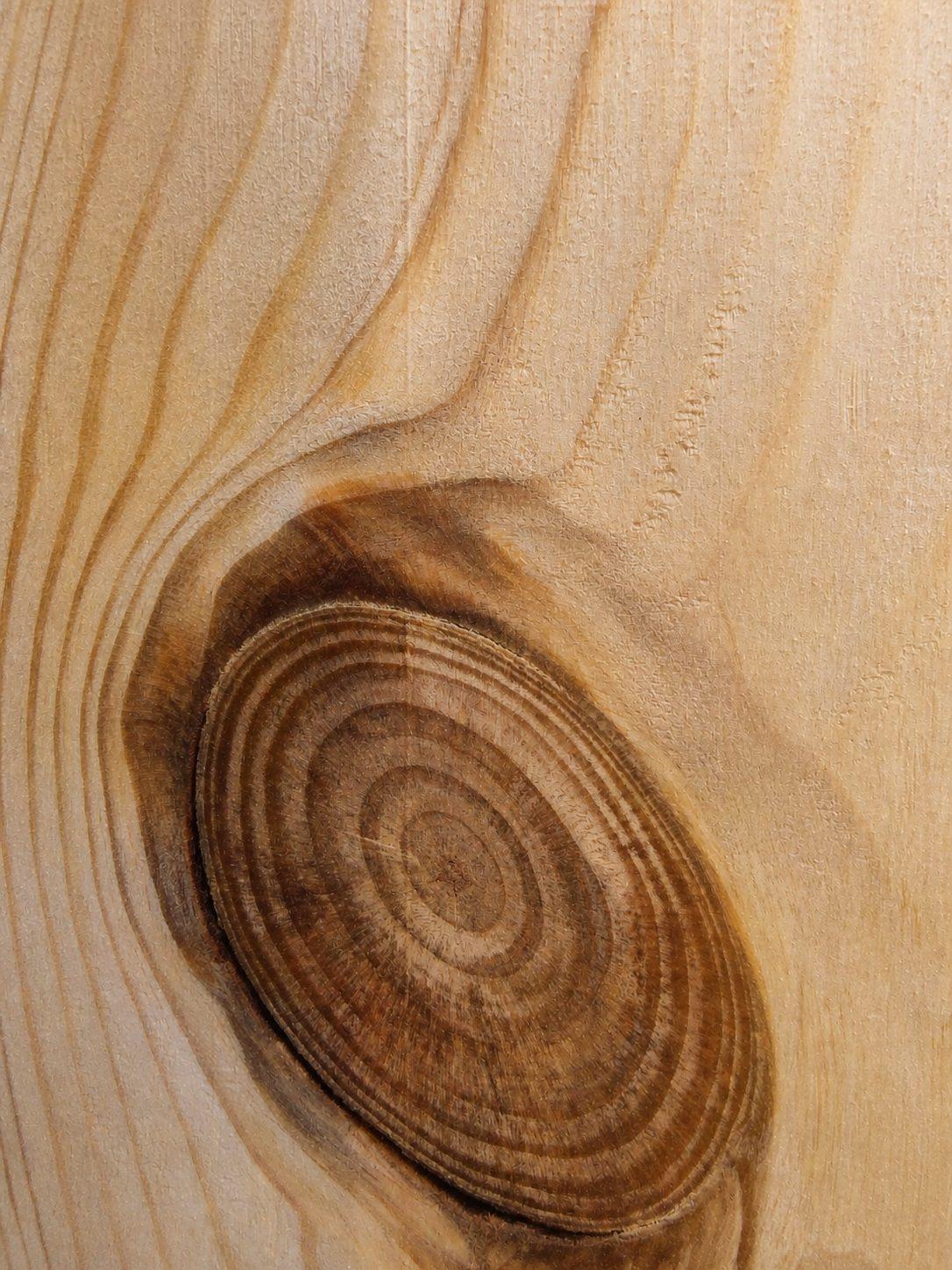 Stable natural pine knot and surrounding grain photographed during furniture making