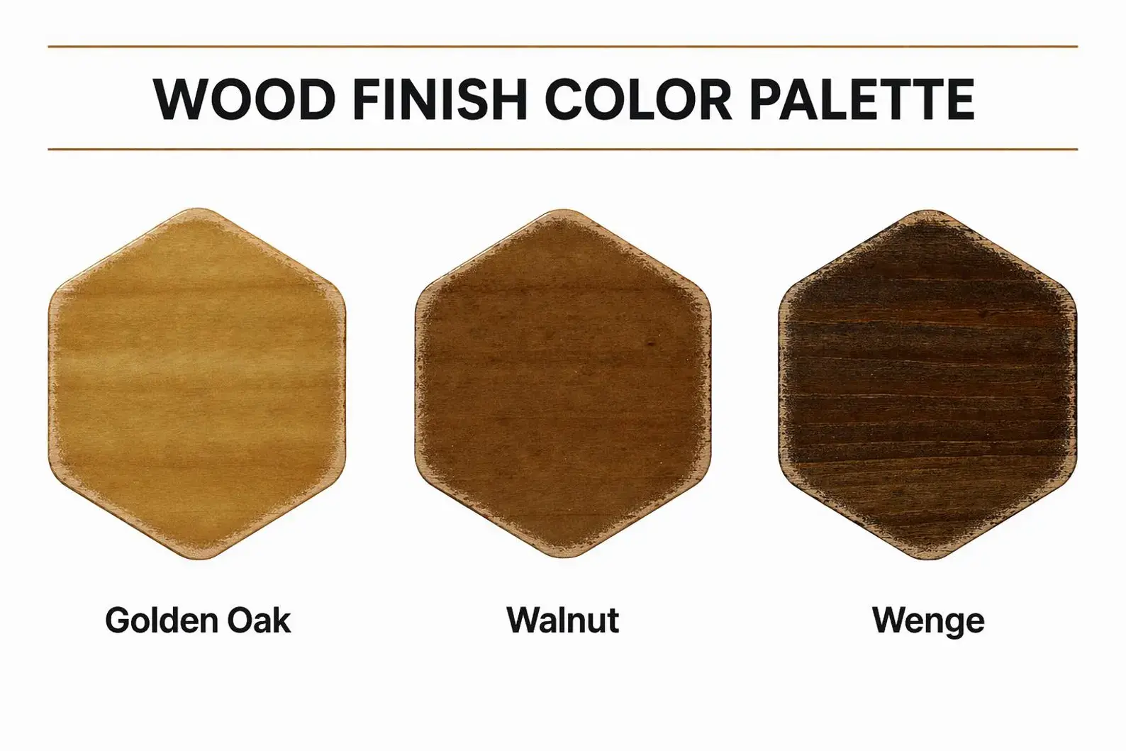 Golden Oak Walnut and Wenge stain options for the pine console table